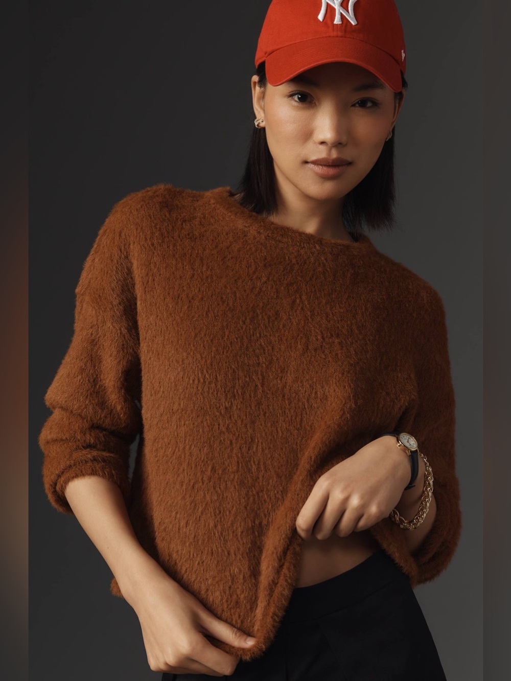 By Anthropologie Cozy Pullover Sweater Soft Eyelash Knit In Brown Size XL